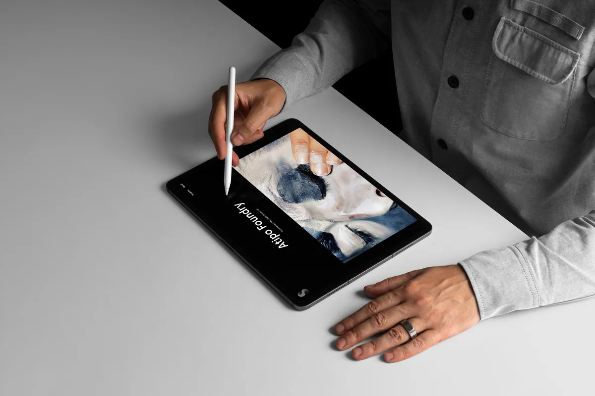 The Atipo Foundry case study displayed on a tablet